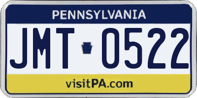 PA license plate JMT0522