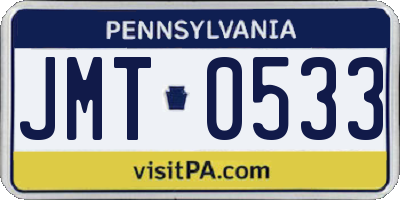 PA license plate JMT0533