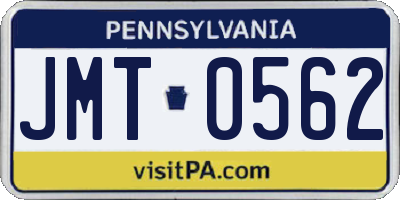 PA license plate JMT0562