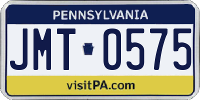 PA license plate JMT0575