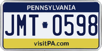 PA license plate JMT0598
