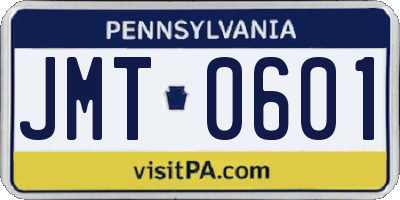 PA license plate JMT0601