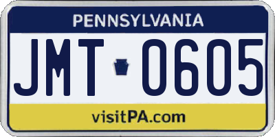 PA license plate JMT0605