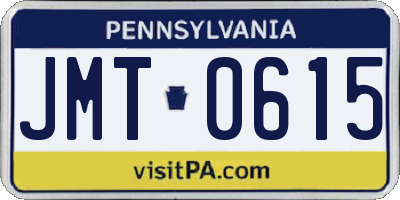 PA license plate JMT0615