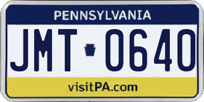 PA license plate JMT0640