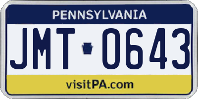 PA license plate JMT0643