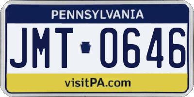 PA license plate JMT0646