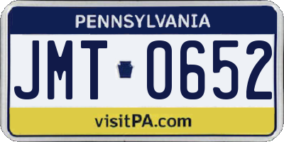 PA license plate JMT0652