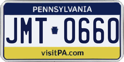 PA license plate JMT0660