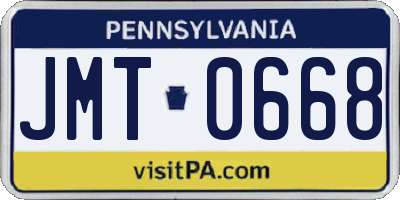 PA license plate JMT0668