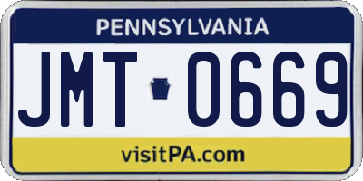 PA license plate JMT0669