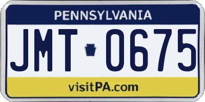PA license plate JMT0675