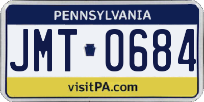 PA license plate JMT0684