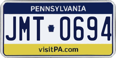PA license plate JMT0694