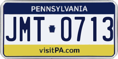 PA license plate JMT0713