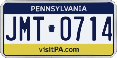 PA license plate JMT0714
