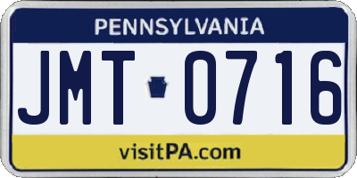 PA license plate JMT0716