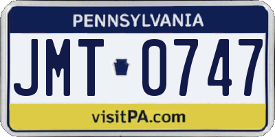 PA license plate JMT0747