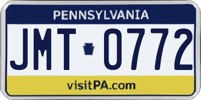 PA license plate JMT0772