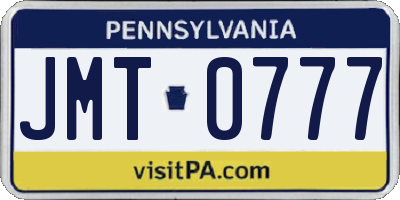 PA license plate JMT0777