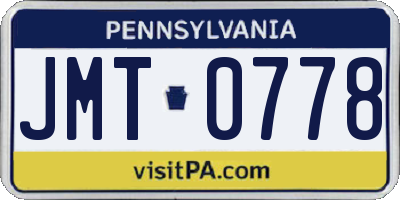 PA license plate JMT0778