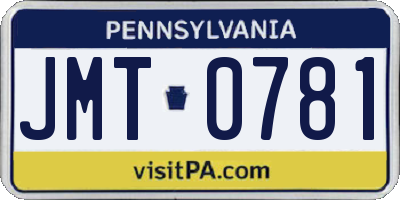 PA license plate JMT0781