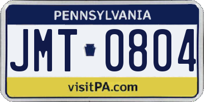 PA license plate JMT0804