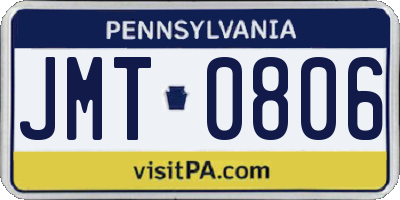 PA license plate JMT0806
