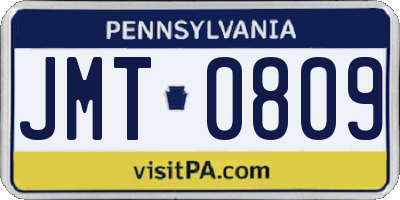 PA license plate JMT0809