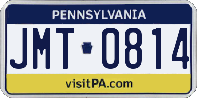 PA license plate JMT0814