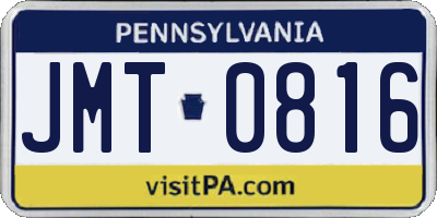 PA license plate JMT0816