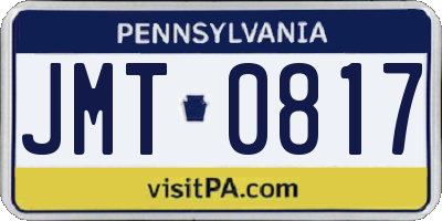 PA license plate JMT0817