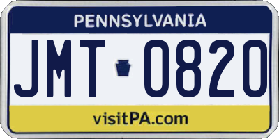 PA license plate JMT0820