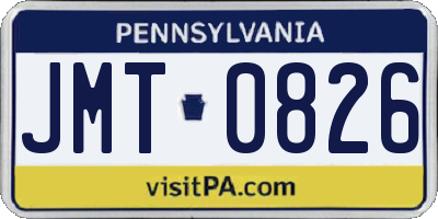 PA license plate JMT0826