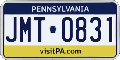 PA license plate JMT0831