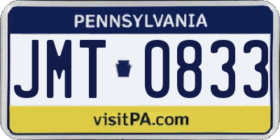 PA license plate JMT0833