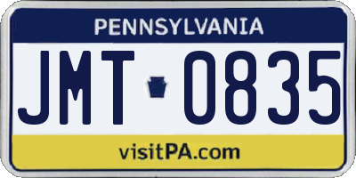 PA license plate JMT0835