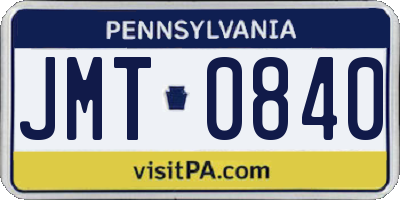 PA license plate JMT0840