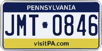 PA license plate JMT0846