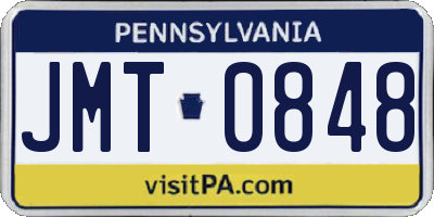 PA license plate JMT0848
