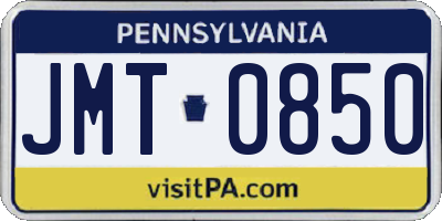 PA license plate JMT0850