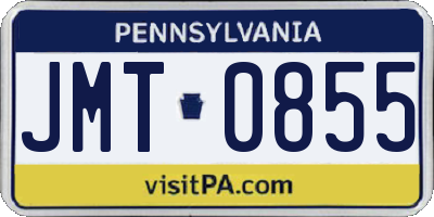 PA license plate JMT0855