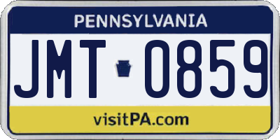 PA license plate JMT0859