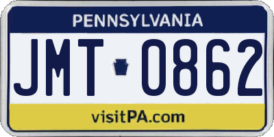 PA license plate JMT0862