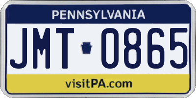 PA license plate JMT0865