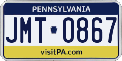 PA license plate JMT0867