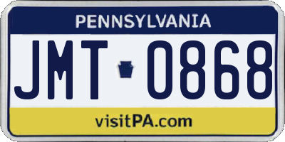 PA license plate JMT0868