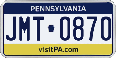 PA license plate JMT0870