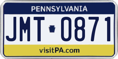 PA license plate JMT0871