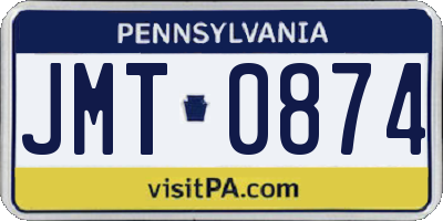 PA license plate JMT0874